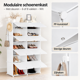 Detail van materiaal en afwerking van modulaire schoenenkast