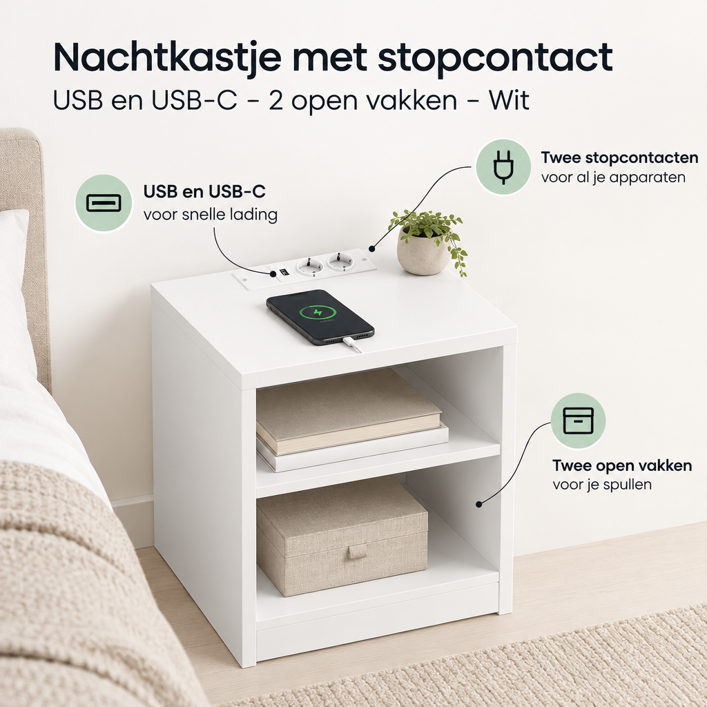 Belangrijkste voordelen en eigenschappen van nachtkastje met stopcontact