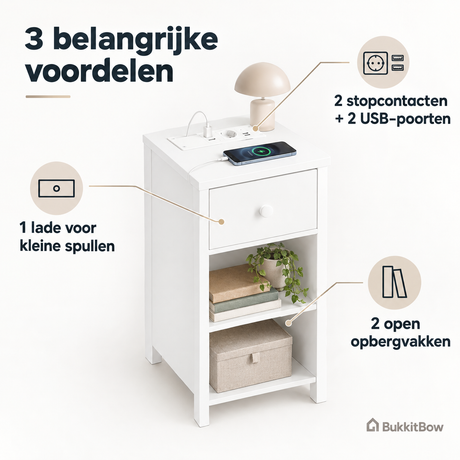 Belangrijkste voordelen en eigenschappen van nachtkastje met stopcontact