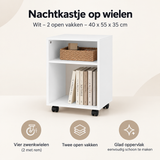 Overzicht van nachtkastje op wielen met de belangrijkste productvoordelen