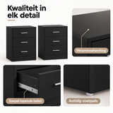 Detail van materiaal en afwerking van nachtkastjes set van 2