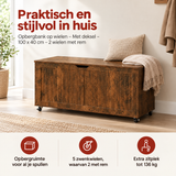 BukkitBow opbergbank op wielen met deksel, 100x40 cm, inclusief 2 wielen met rem, praktische opbergoplossing in zwart kunststof