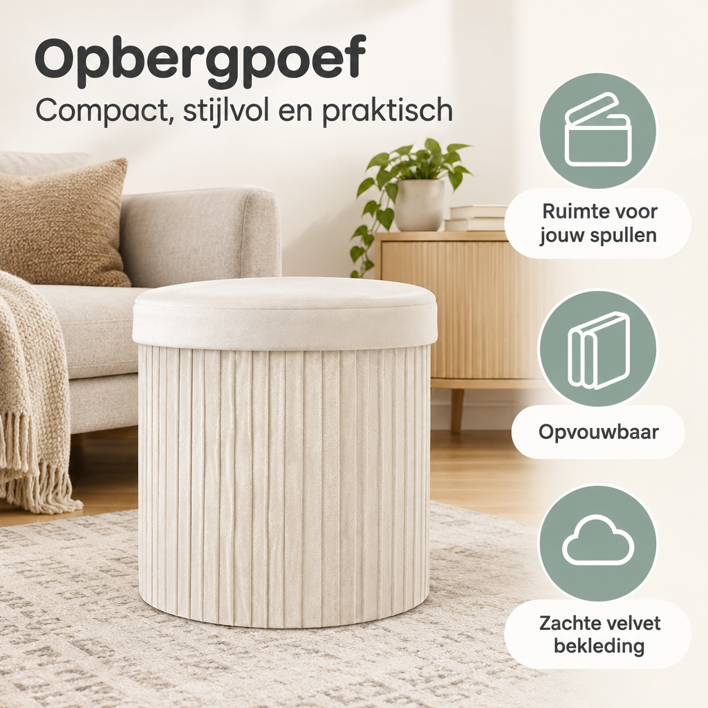 Praktische toepassing en keuzehulp voor opbergpoef