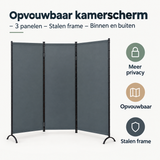 Opvouwbaar kamerscherm met 3 panelen en stalen frame, geschikt voor binnen en buiten, van BukkitBow.