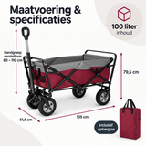Afmetingen en productspecificaties van opvouwbare bolderkar