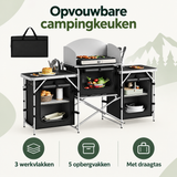 Overzicht van opvouwbare campingkeuken met de belangrijkste productvoordelen