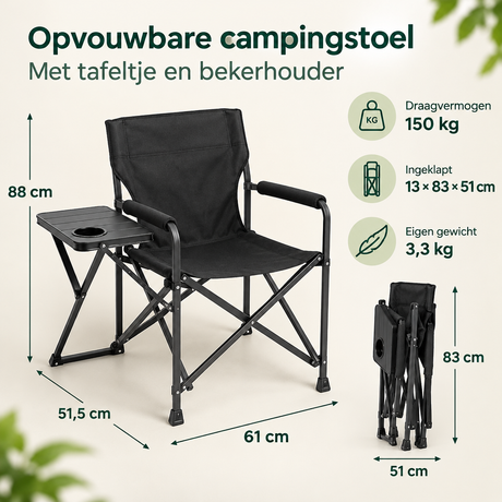 Afmetingen en productspecificaties van opvouwbare campingstoel