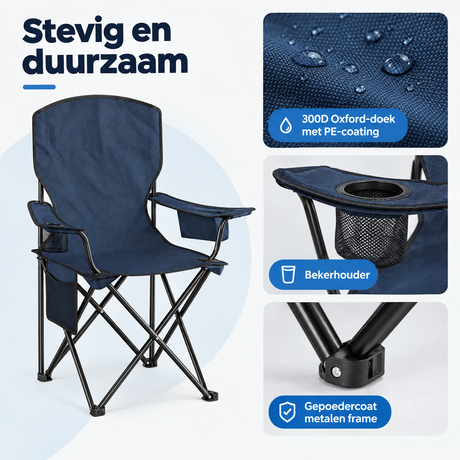 Opvouwbare campingstoel van BukkitBow met hoge rugleuning en koelvak, set van 2, lichtgewicht en gemakkelijk te vervoeren.