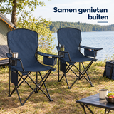 Set van 2 opvouwbare campingstoelen van BukkitBow met hoge rugleuning en koelvak, ideaal voor outdoor gebruik