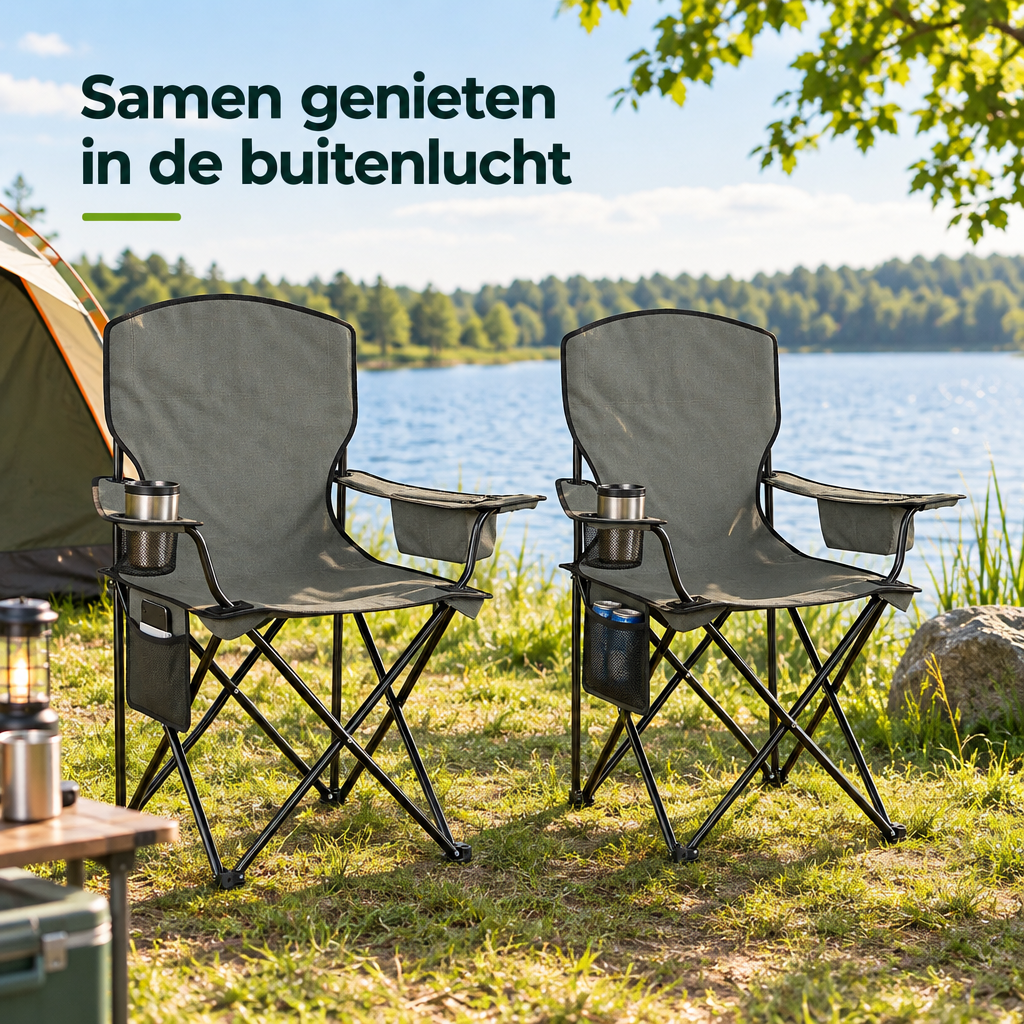opvouwbare campingstoelen set van 2 in gebruik in een passende praktijksituatie