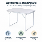 Opvouwbare campingtafel van BukkitBow, 80x60x70 cm, lichtgewicht van 2,7 kg en draagvermogen tot 15 kg, ideaal voor kamperen