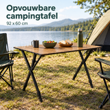 Opvouwbare campingtafel van BukkitBow met houtlook, verstelbaar van 49 tot 58 cm, 92 x 60 cm, geschikt voor outdoor gebruik