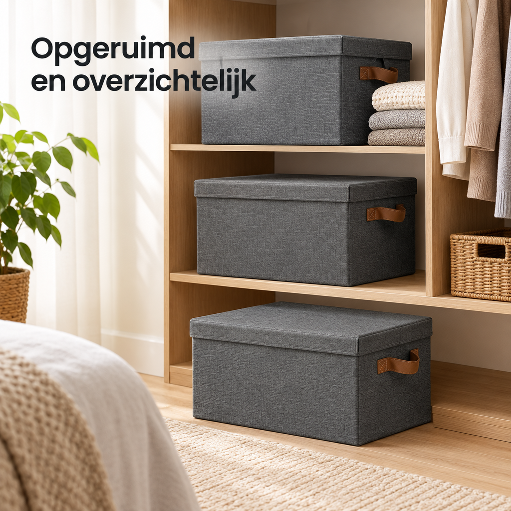 opvouwbare opbergdozen in gebruik in een passende praktijksituatie