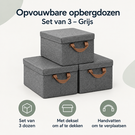 Overzicht van opvouwbare opbergdozen met de belangrijkste productvoordelen