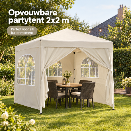 opvouwbare partytent 2x2 in gebruik in een passende praktijksituatie