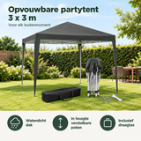 Praktische toepassing en keuzehulp voor opvouwbare partytent 3x3