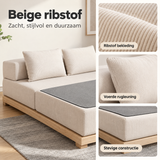 Detail van materiaal en afwerking van opvouwbare slaapbank