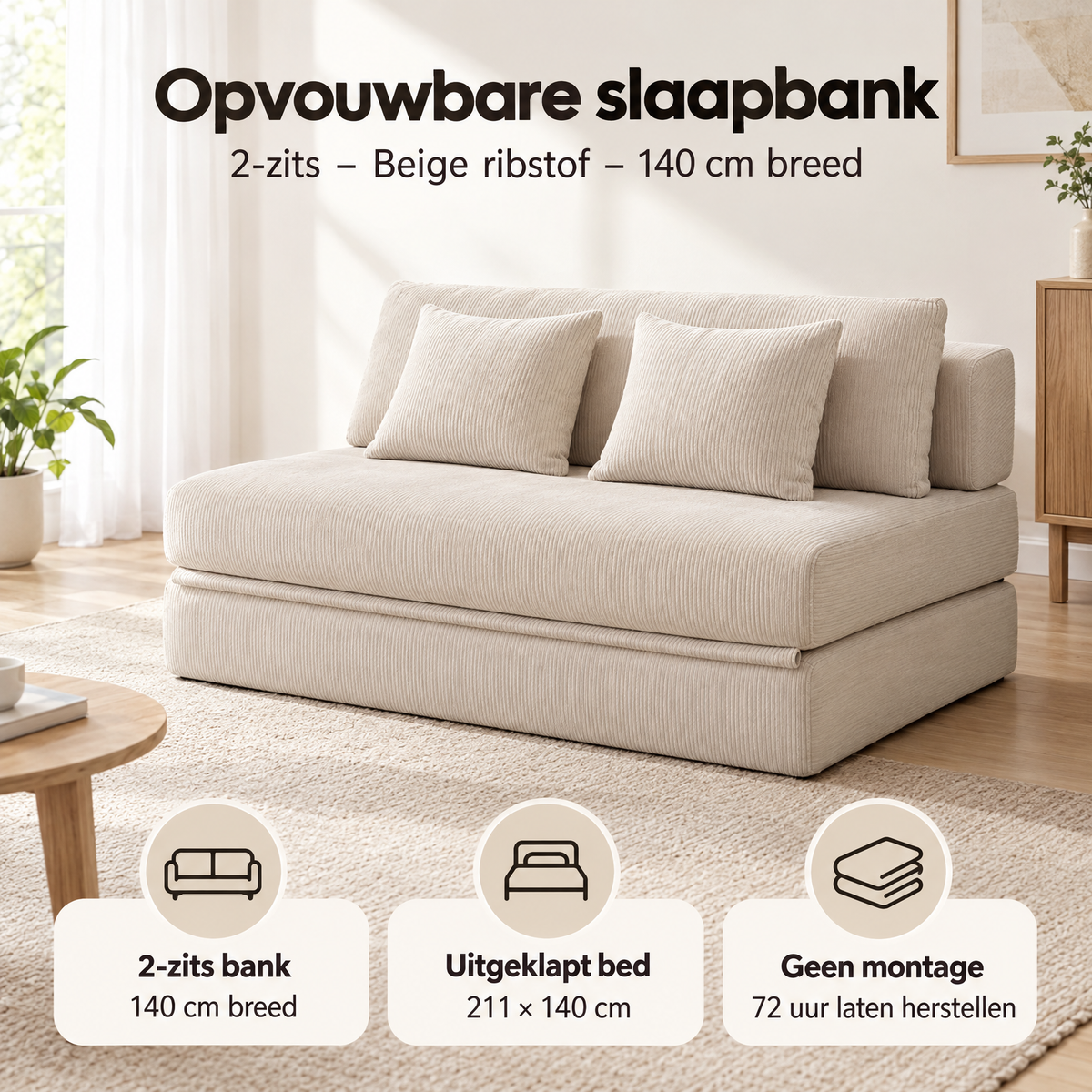 Praktische toepassing en keuzehulp voor opvouwbare slaapbank