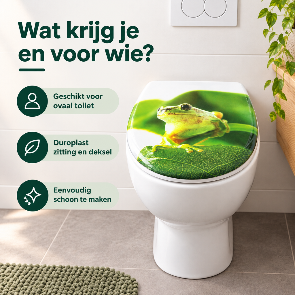 Praktische toepassing en keuzehulp voor ovale toiletbril met print