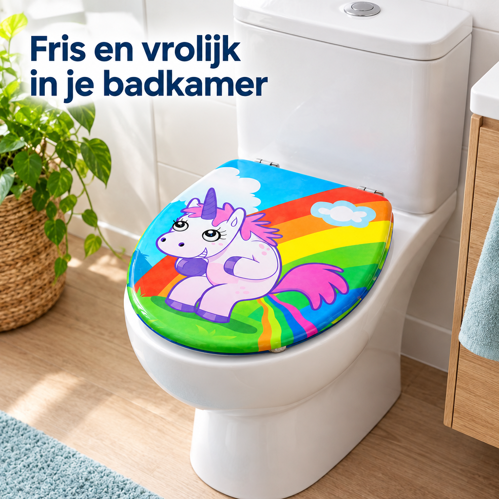 ovale toiletbril met print in gebruik in een passende praktijksituatie