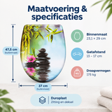 Afmetingen en productspecificaties van ovale toiletbril met print