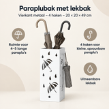 Overzicht van paraplubak met lekbak met de belangrijkste productvoordelen