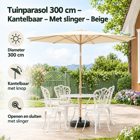 Praktische toepassing en keuzehulp voor parasol 300 cm
