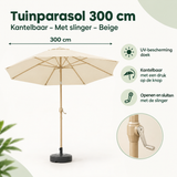 Afmetingen en productspecificaties van parasol 300 cm