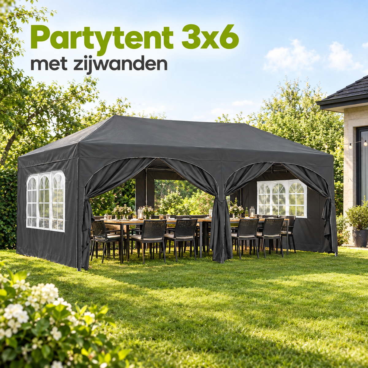partytent 3x6 met zijwanden in gebruik in een passende praktijksituatie