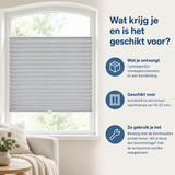 Praktische toepassing en keuzehulp voor plisségordijn zonder boren