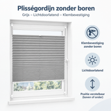 Overzicht van plisségordijn zonder boren met de belangrijkste productvoordelen