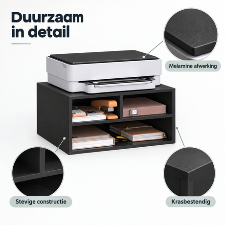 Detail van materiaal en afwerking van printerstandaard