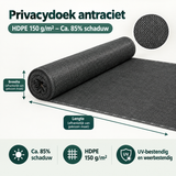 Afmetingen en productspecificaties van privacydoek antraciet
