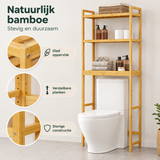 Detail van materiaal en afwerking van rek boven wasmachine