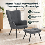 Praktische toepassing en keuzehulp voor ribstof fauteuil met voetenbank