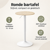 Overzicht van ronde bartafel met de belangrijkste productvoordelen
