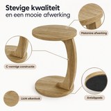 Detail van materiaal en afwerking van ronde bijzettafel