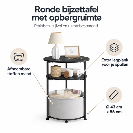 Belangrijkste voordelen en eigenschappen van ronde bijzettafel met opbergruimte