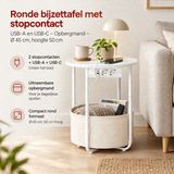 Praktische toepassing en keuzehulp voor ronde bijzettafel met stopcontact
