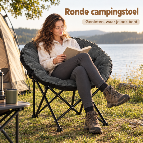 ronde campingstoel in gebruik in een passende praktijksituatie