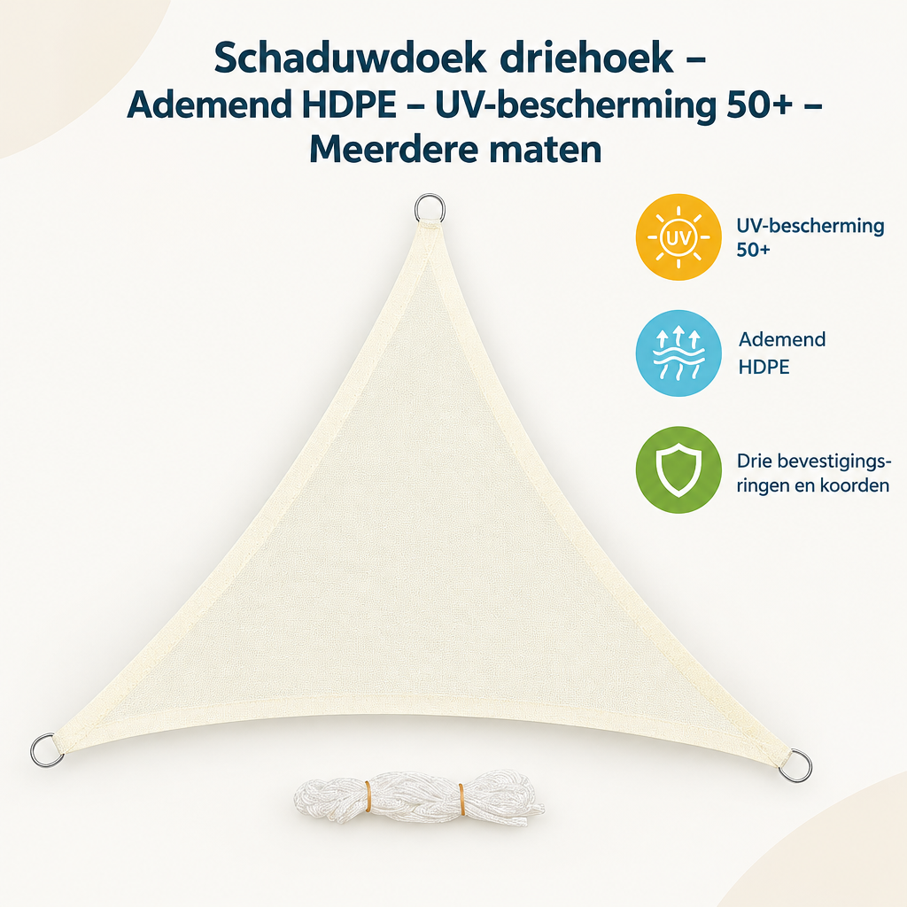 Overzicht van schaduwdoek driehoek met de belangrijkste productvoordelen