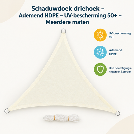 Overzicht van schaduwdoek driehoek met de belangrijkste productvoordelen