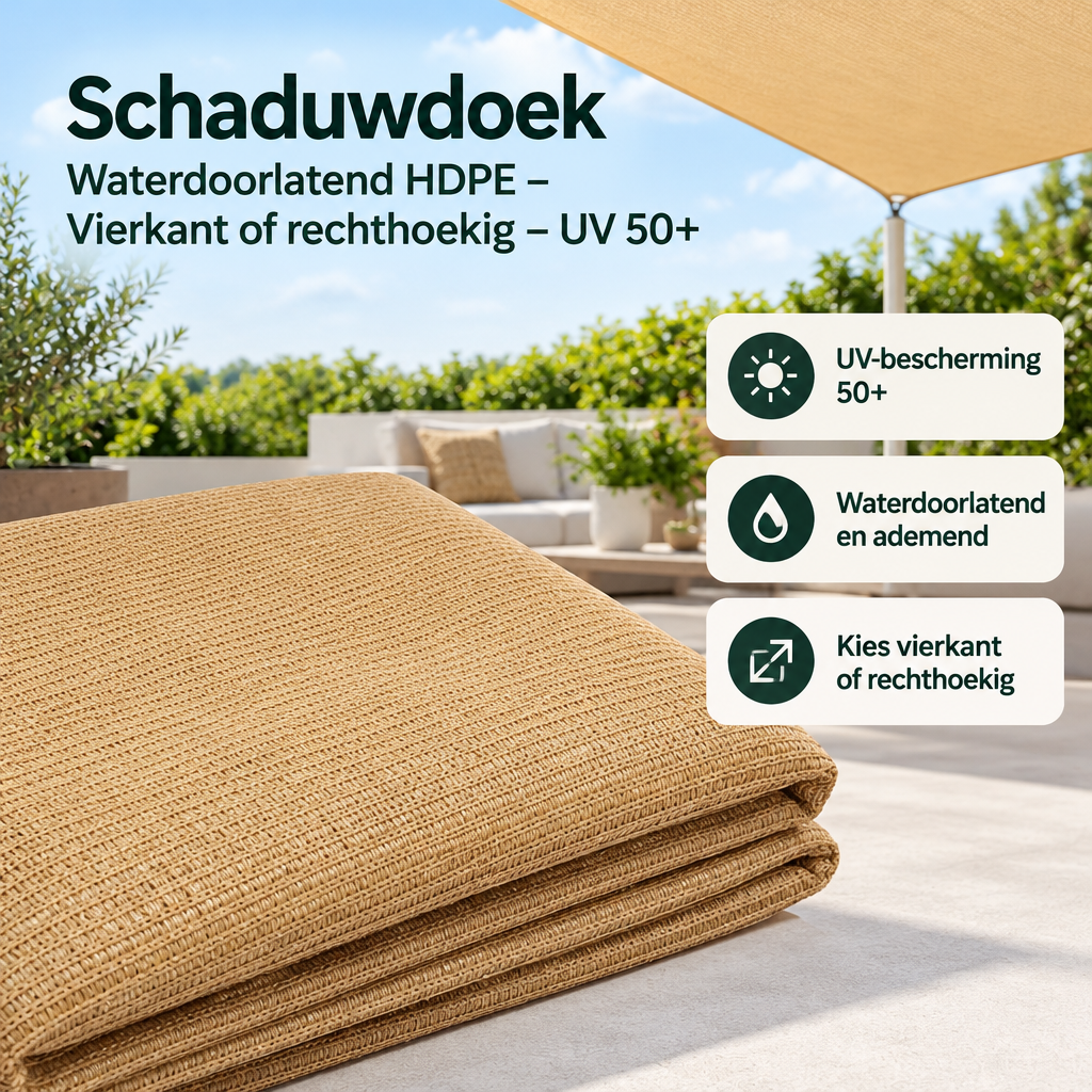 Praktische toepassing en keuzehulp voor schaduwdoek