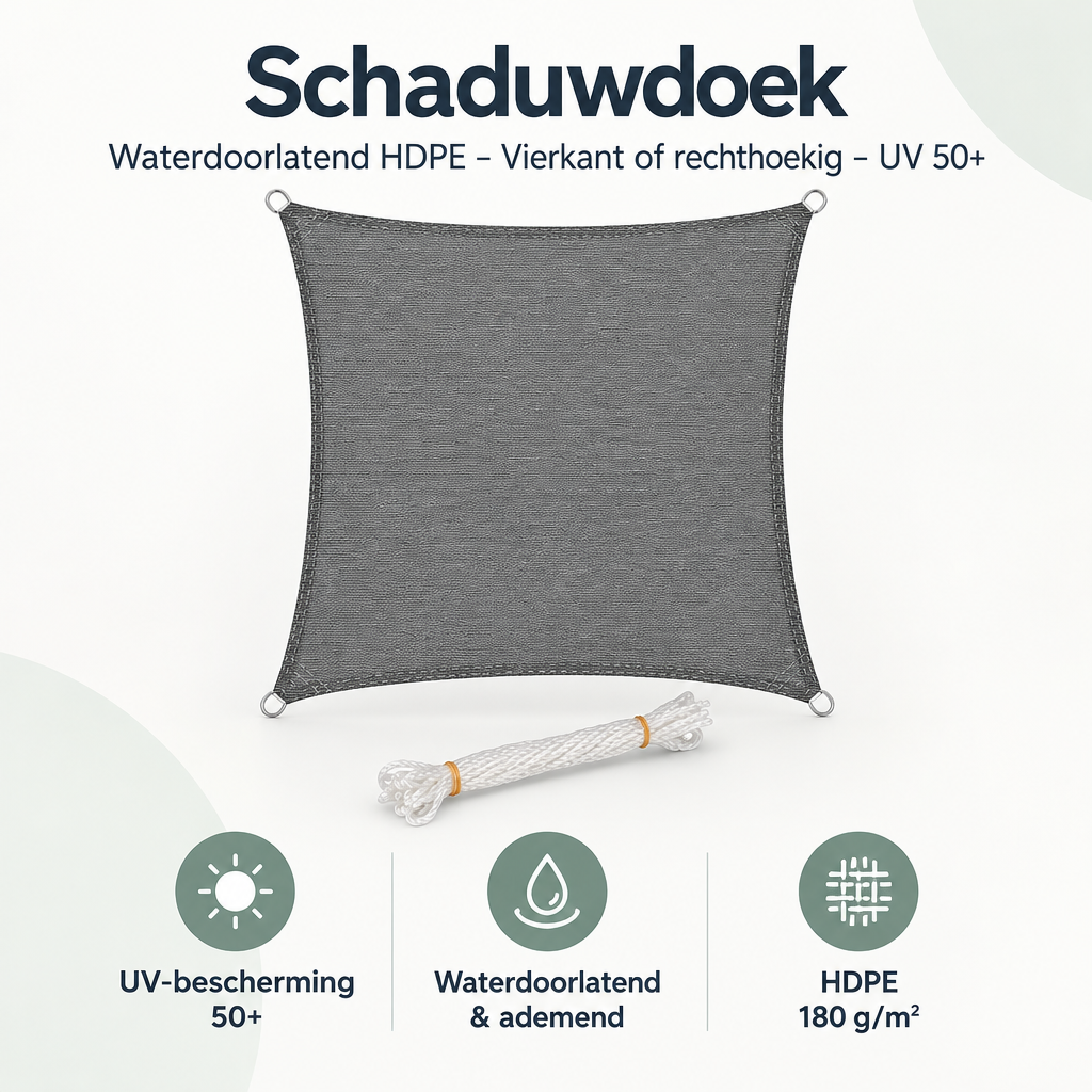 Overzicht van schaduwdoek met de belangrijkste productvoordelen