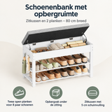Overzicht van schoenenbank met opbergruimte met de belangrijkste productvoordelen