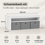 Afmetingen en productspecificaties van schoenenbank wit