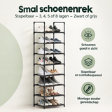 Overzicht van smal schoenenrek met de belangrijkste productvoordelen