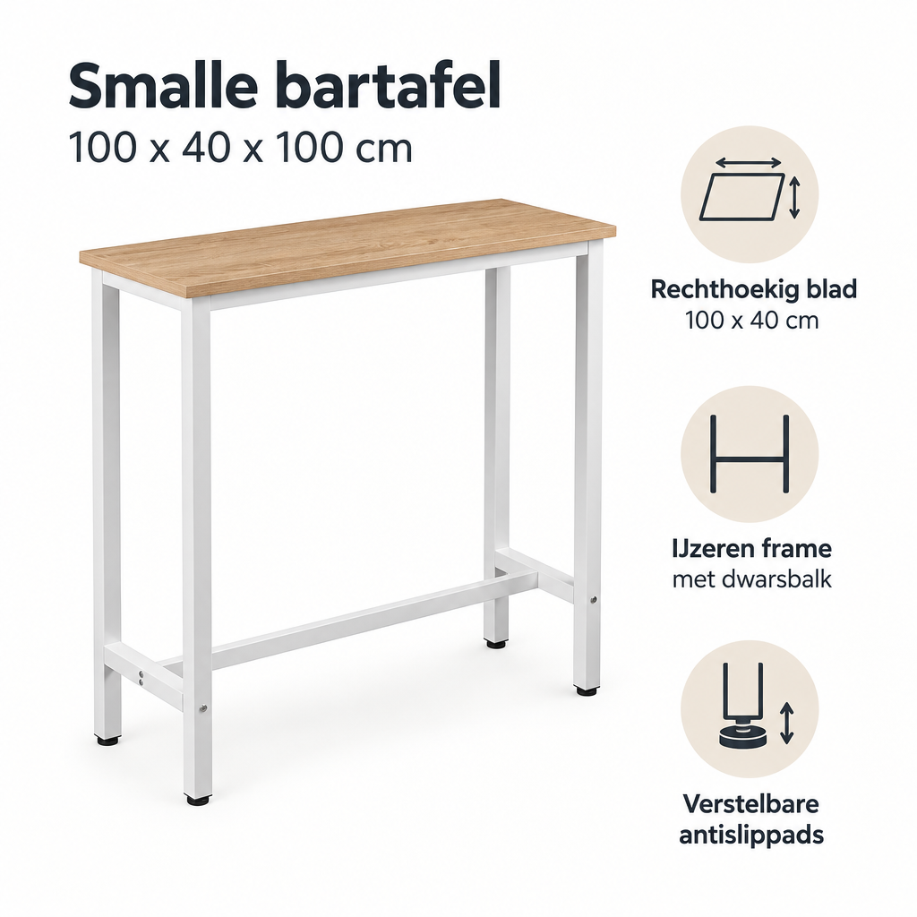 Belangrijkste voordelen en eigenschappen van smalle bartafel