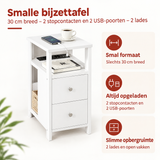 Belangrijkste voordelen en eigenschappen van smalle bijzettafel