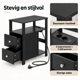 Detail van materiaal en afwerking van smalle bijzettafel